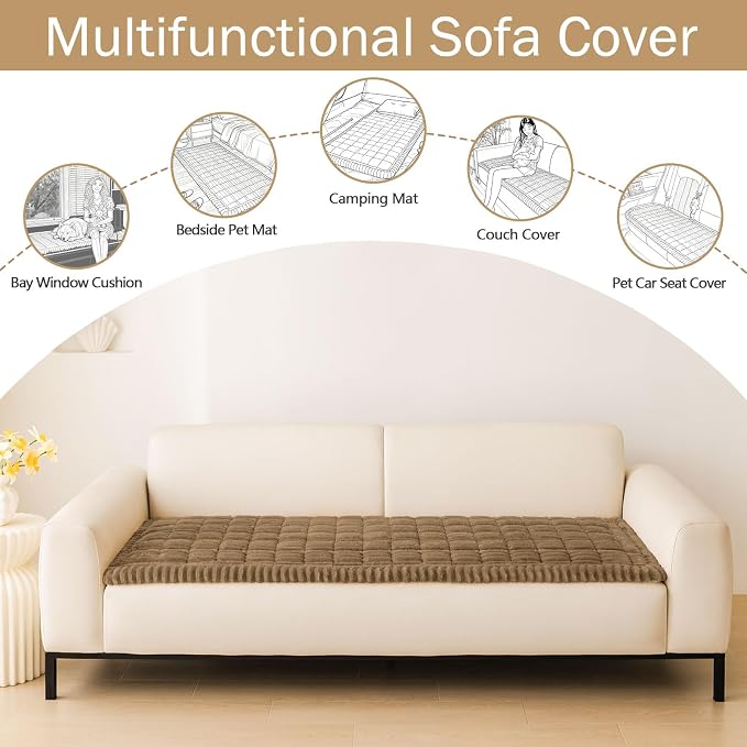 hyha Couch Cover for Dogs, Washable Non Slip Plush Flannel Sofa Protector | Thick Flannel, Anti-Slip Backing, Pet Hair & Scratch Protection, Fits Sofa & Loveseat (27.6" x 27.6") - Image 3