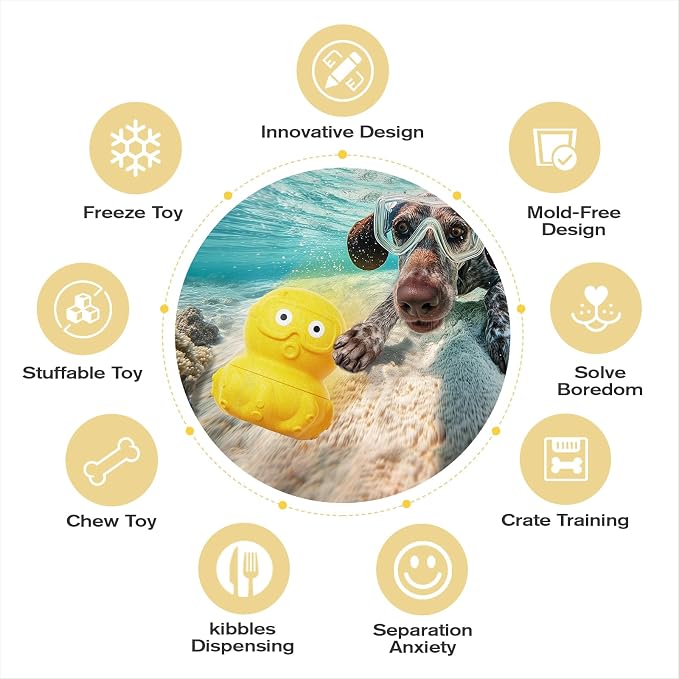 3-in-1 Treat-Dispensing Dog Puzzle Toy and Slow Feeder, Yellow | Octopus Puzzle Supports Frozen Treats,Dog Chew Toy,Kibble Dispensing and Slow Feeding,Interactive Dog Toys - Image 6