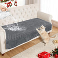 NAISI Couch Covers for Dogs Waterproof Flannel Striped Sofa Cover Pet Friendly Washable Dog Mat for Couch Anti Slip Sectional Sofa Slipcover Protector(1pc/35"x 94",Dark Grey) by NAISI