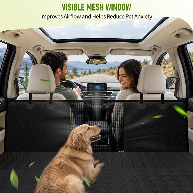 Dog Car Seat Cover for Back Seat, Waterproof 600D Oxford Dog Hammock | for Cars/SUVs/Trucks, Non-Slip Scratch Proof Pet Car Seat Protector with Mesh Window, Easy to Clean & Install, 54 Inch - Image 6