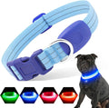 Light Up Dog Collars Rechargeable, Reflective LED Glow Dark Dog Collar for Small Medium Large Dogs, Adjustable Pet Dog Lights for Safe Night Walk-Blue, Large by PZRLit