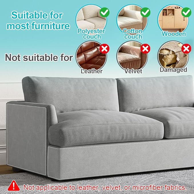 SenseYo Anti Cat Scratch Furniture Protector 236" x 12" Sticky Couch Protector Pet Scratching Deterrent Tape from Cat Dog Claws for Sofa Corners Walls Doors Bed - Image 7
