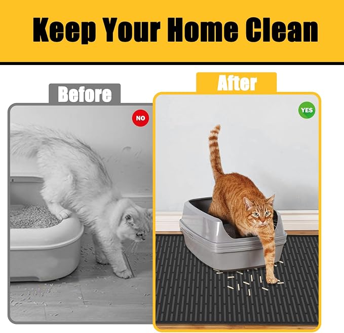 40"x30"(100cmx75cm) Extra Large Silicone Cat Litter Mat, XXL Litter Trapping Mat for Under Litter Box, Non-Slip Waterproof Kitty Litter Catcher, Easy to Clean Mat for Cats, Gray Green - Image 5