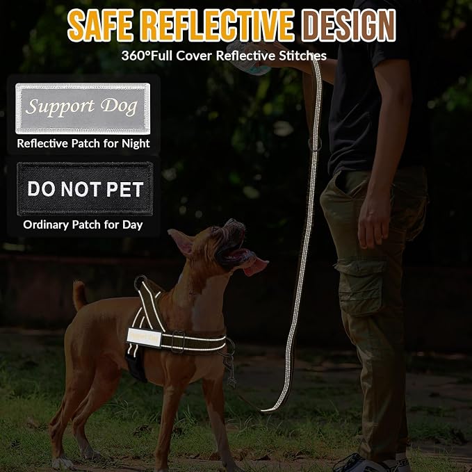 SlowTon No Pull Dog Harness with Front Clip - Heavy Duty, Soft Padded | Neck & Chest Adjustable, Tactical Pet Vest and Leash Set for Large Medium Sized Dogs, for Easy Walk & Training, Tan XL - Image 7