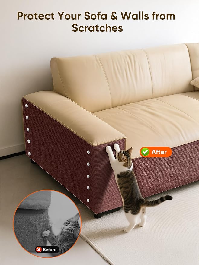 39.4"x15.8" Cat Scratch Mat Furniture Protector, Eco-Friendly DIY Trimmable Self-Adhesive Cat Scratching Pad, Couch Wall Sofa Guard, Reusable Claw Scratching Protector (Brown) - Image 2