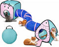 Rypet Cat Toy Tunnel and Cubes Bundle, Play Tubes for Indoor Cats, Blue | 3-in-1 Tunnel Cubes Tent, Crinkle Tube for Play, DIY Shapes, Ball and Bell for Play, Tear-Resistant Polyester, Folds Flat by RYPET