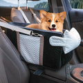 Dog Car Seat for Small Dogs Adjustable Portable Center Console Dog Car Seat Removable Cat Booster Cars Seats - Safety Belt with Cushion Anti-Collapse for Puppy Kitten Up to 15 Lbs (Black) by RUONARIER