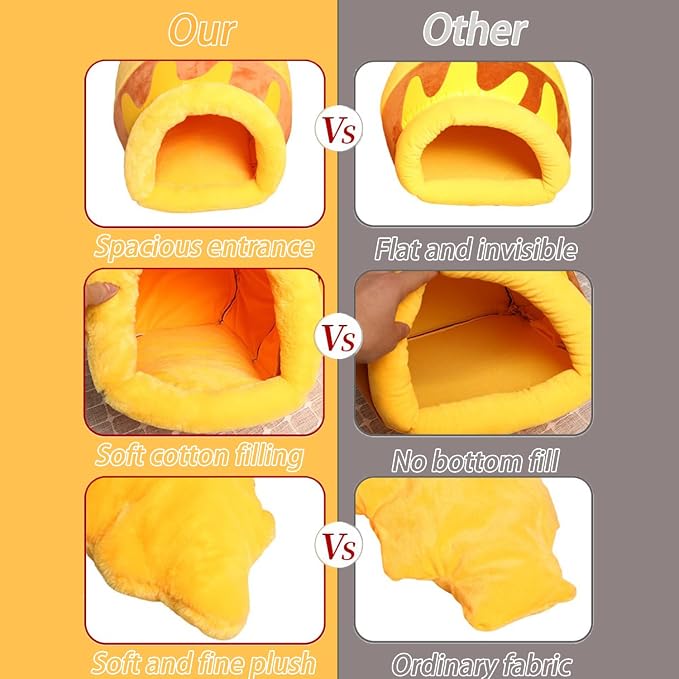 Honey Pot Cat Cave Bed, Soft and Thick Rebound Sponge Pet Nest with Removable & Washable Cushion, Cute Cartoon Design for Small Cats and Breeds - Image 8