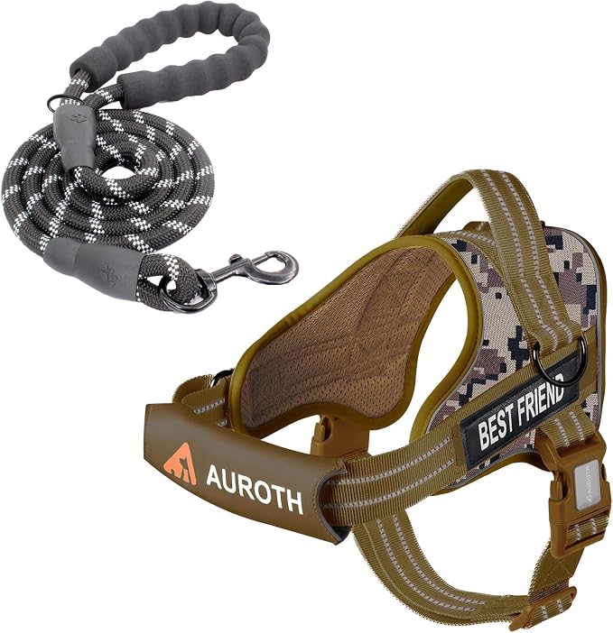AUROTH Dog Harness and Leash Set Small Sized Dog, No Pull Escape Proof Vest | with Leash Clips, LED light clip, Breathable Mesh Padded No Choke, Easy Walking and Training, Desert Camo, Small - Image 9