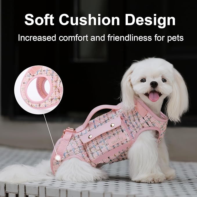 Wakytu Dog Lift Harness Dog Carrier Sling for Small Dogs & Cats,XS | stylish puppy sling carrier with handle & pocket,adjustable leash,walking & travel - Image 6