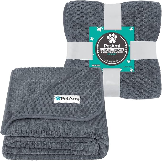 PetAmi Waterproof Dog Blanket, Leakproof Puppy Blanket, 29x40 Dark Gray | For Small Medium Pets, Furniture Sofa Couch Cover Protector, Fleece Throw Indoor Cat Kitten, Reversible Washable Soft Plush - Image 2