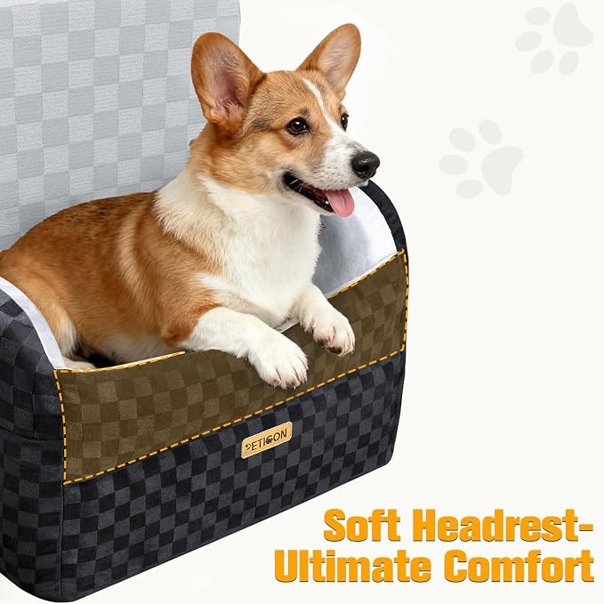 PETICON Waterproof Dog Car Seat for Small Medium Dogs, 5in Memory Foam | Pet Booster Seat for Dogs up to 35 lbs with Pockets, Detachable Washable Pet Carseat with Y-Shape Safety Belt - Image 5