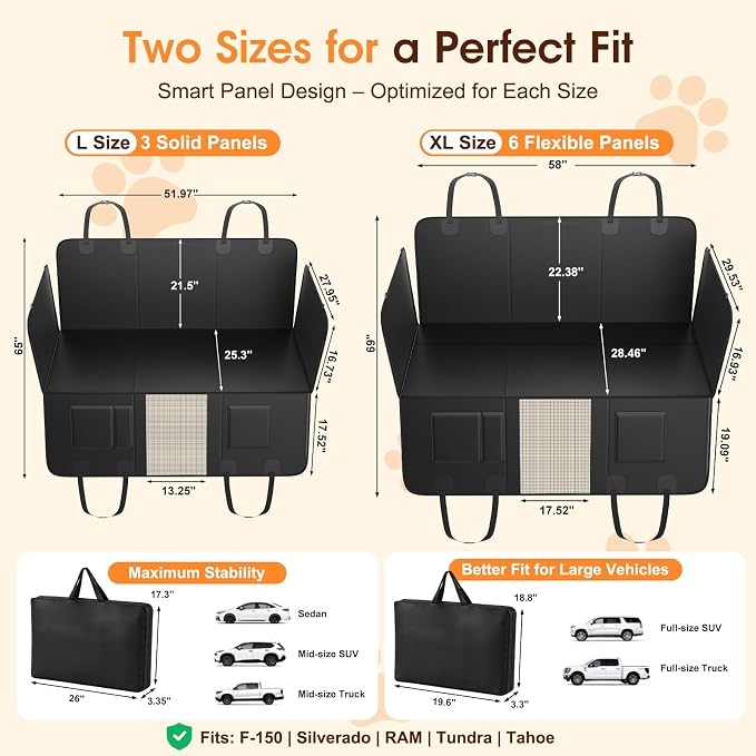 Hard Bottom Dog Car Seat Cover, 52"×65", Waterproof PU Leather | Stable Hard Bottom Support for Comfortable Rides with Large Dogs - Image 4
