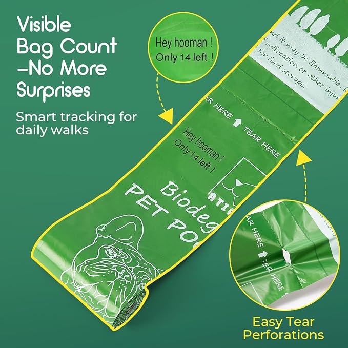 ATIFBOP Biodegradable Dog Poop Bags 360 Counts 24 Rolls, Leak Proof and Extra Thick Doggy Poop Bags (Unscented) - Image 3
