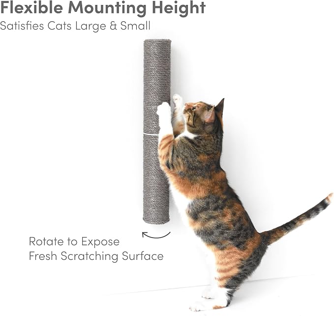 18" Compact Wall Mounted Cat Scratcher, Sisal Scratching Post - Grey - Image 3