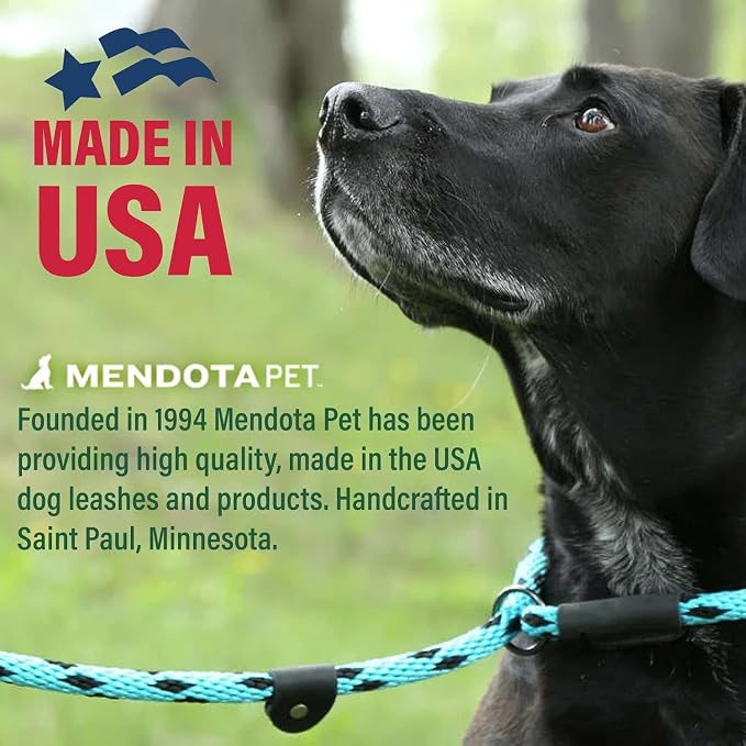 Mendota Pet Snap Leash - British-Style Braided Dog Lead, Made in The USA - Black Ice Yellow, 1/2 in x 6 ft - for Large Breeds - Image 3