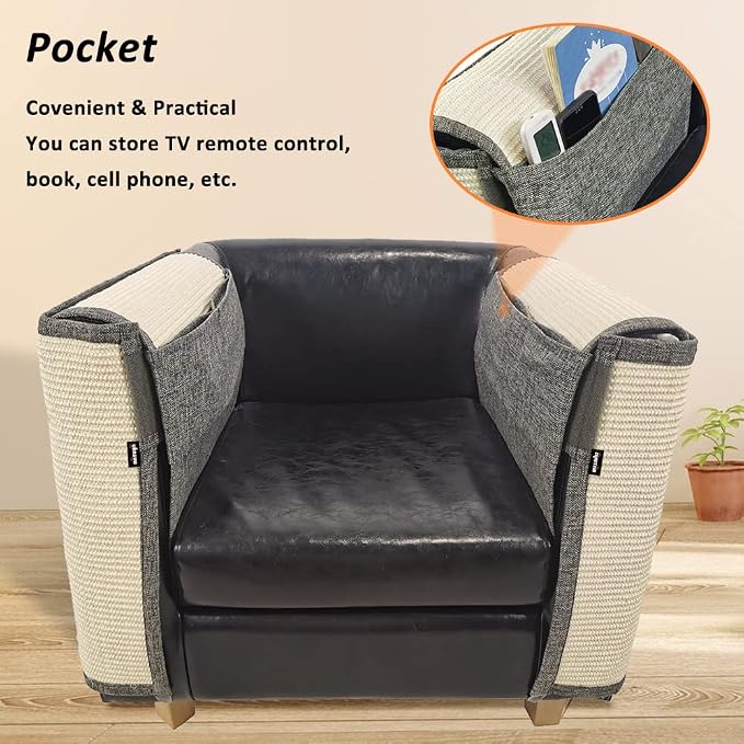 NATUYA Furniture Protectors from Cats-Cat Couch Protector Large Sisal Cat Scratching Mat-Protect Sofa Corner Cushion Chair (Sisal Armrest - Right) | Couch Protector,Large , Furniture Protectors, Sofa Corner Cushion - Image 7
