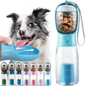 Portable Water Bottle for Dogs, 3 in 1 Pet Travel Bowl Dispenser with Food Treat Container & Poop Bag Holder, Summer Outdoor Walking Hiking Accessories for Large Dog On The Go - Blue, 20oz by MoonyMars