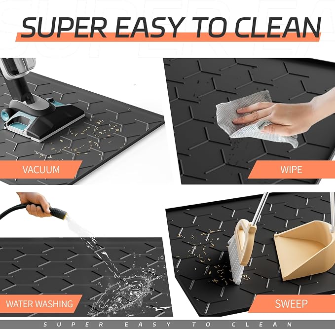 Bulkniu Silicone Cat Litter Mat, 22"x34", Raised Edge Waterproof, Black | Litter Trapping & Recycling, Easy to Clean, Non-Slip, Durable Safe & Odorless, Paw Friendly - Image 4