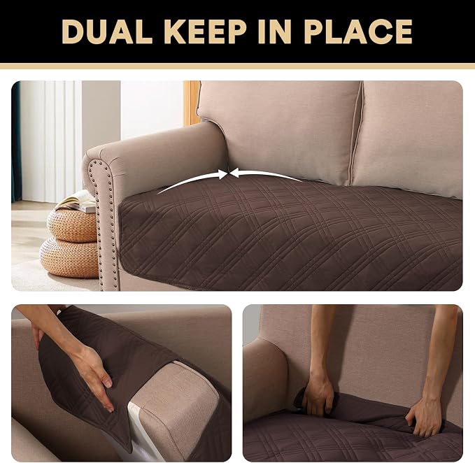 PrinceDeco Waterproof Pet Blanket Dog Bed Cover with Non-Slip Back for Furniture Bed Sofa, Couch Covers for 3 Cushion Couch Sofa Pet Friendly,Brown,47x68 Inch - Image 4