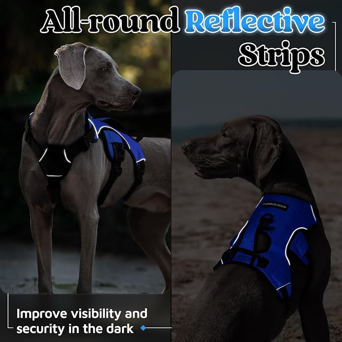 rabbitgoo Escape Proof Dog Harness for Large, No Pull with Lift Handle | No Escape, Full Soft Padded, Reflective Adjustable Vest, Leash Clip for Walking Hiking Training, Blue, Large - Image 8
