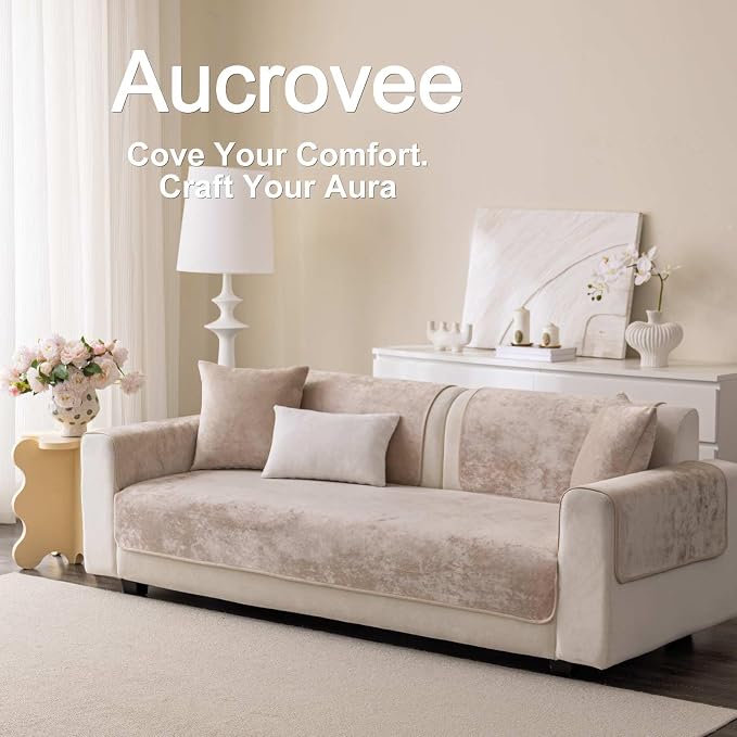 Easy Clean Couch Cover for Pets,Non Slip Sofa Covers Washable for 3 Cushion Couch Sofa Sectional Sofa Slipcover, Furniture Protector (1 PCS 28"x28" Khaki) - Image 4