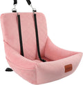 WOOAIDAGG Dog Car Seat for Small Dogs Up to 25lbs,Soft Washable Fabric Fill in Memory Foam,Easy to Assemble with 2 Clip-On Safety Leashes and Storage Pockets,Front or Back Seat are Both OK (Pink) by WOOAIDAGG