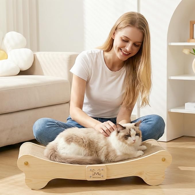 NOCOEX Sisal Cat Scratcher Bed: Wood Scratch Board Hammock for Indoor Cats | Natural Solid Wood Curved Frame Lounger Sleep Scratching Pad Post Large Cats 45 lbs, Easy Assembly Modern Furniture Protector - Image 8