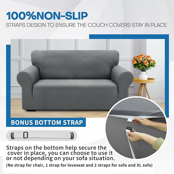 XINEAGE Stretch Jacquard Armchair Cover, Non Slip Sofa Slipcover for Dog | High-Stretch Fabric. Wear-Resistant, Pet Friendly. Easy Install & Washable for Living Rooms, Offices.Light Gray - Image 7
