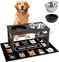 ADENGL 10" Elevated Dog Bowls – Metal Raised Dog Bowl Stand with 2 x 1700ml Stainless Steel Bowls, 1 Slow Feeder & Non-Slip Mat for Dogs by ADENGL