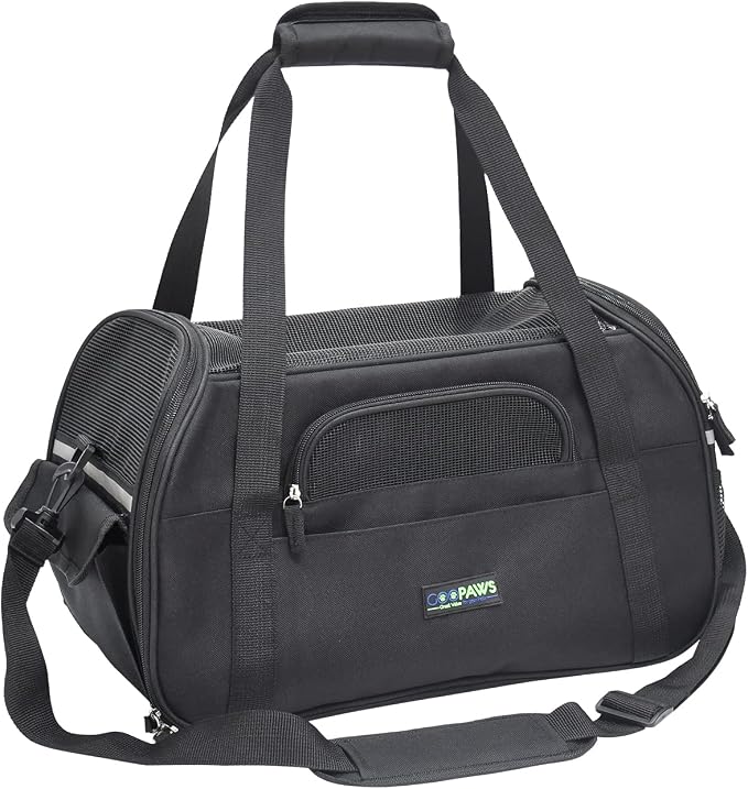 Jespet Airline Approved Soft-Sided Kennel Pet Carrier Travel Handbag | Lightweight, Foldable, Portable, Built-In Safety Leash, Luggage Sleeve, for Cats & Small Dogs, for Indoor & Outdoor by JESPET