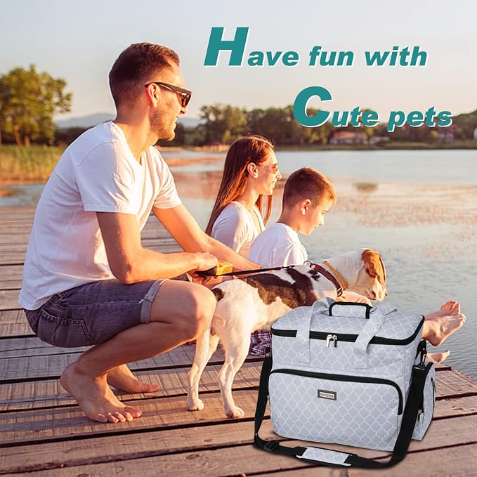 BAGLHER Dog Travel Bag, Pet Travel Bag (ALL Pet Travel Supplies), With 2 Pet Food Containers and 2 Collapsible Silicone Bowls; Essential Kits for Pet Travel DLwhite - Image 7