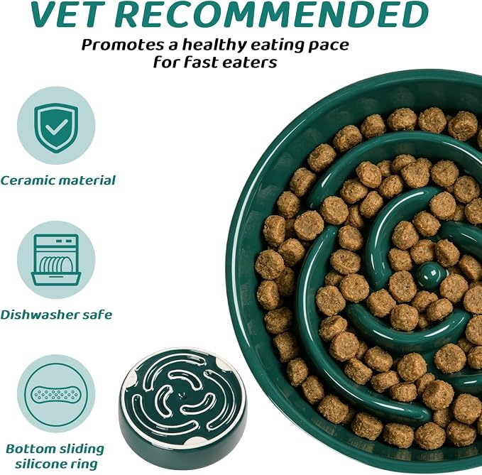 Slow Feeder Dog Bowls Small Breed, 0.6 Cup Ceramic, Non-Slip | Heavy Ceramic For Indoor Feeding, Stable Base Helps Limit Sliding, Puzzle Bowl For Small Breed Dogs - Image 4
