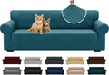 XINEAGE Stretch Jacquard XL Sofa Cover, Non Slip Sofa Slipcover for Dog | High-Stretch Fabric. Wear-Resistant, Pet Friendly. Easy Install & Washable for Living Rooms, Offices.Peacock Blue by XINEAGE