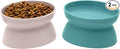 Kitty City Elevated Cat Bowls (Set of 2), Whisker-Friendly Raised Cat Food & Water Dishes, Modern Pedestal Design, Dishwasher Safe, 6.5 oz Each – Teal & Light Pink by KittyCity