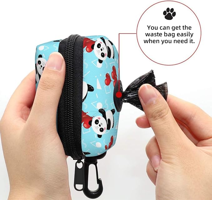 Dog Poop Bag Holder for Leashes - Lightweight Pet Waste Bags Dispenser Doggy Zippered Pouch for Puppy Walking Accessories(Panda) - Image 6