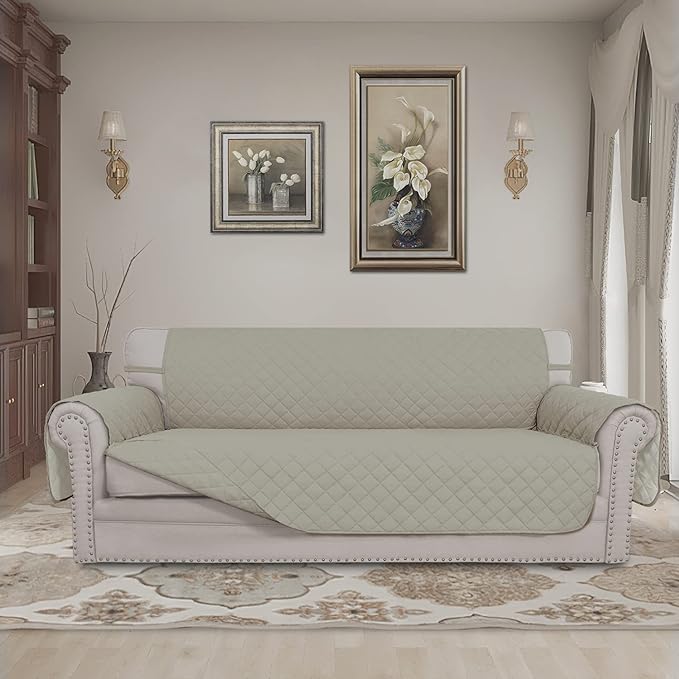 Easy-Going Reversible Couch Cover, 3 Cushion Sofa, X-Large, Beige/Beige | Machine Washable Slipcover For Dogs, Water Resistant Furniture Mat For Living Room, Non-Slip Sofa Cover, Pet Friendly - Image 2