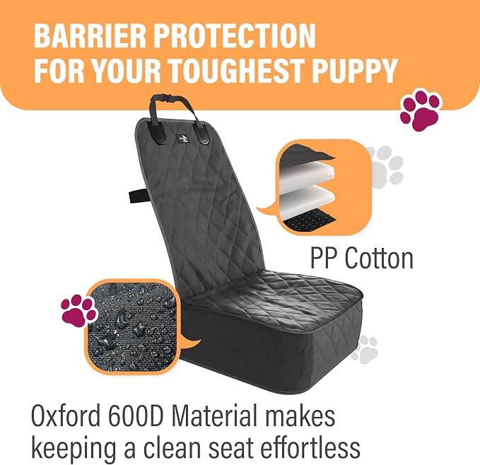 Active Pets Dog Car Seat Cover, Waterproof Front Seat Protector for SUV Truck Sedan, Pet Safety Travel Comfort System with Universal Fit, Beige - Image 5