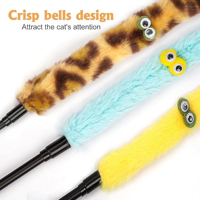 Cat Toys for Indoor Toys,Rainbow Cat Wand Toys,Feather Flips Plush Ball Cat Toys,Interactive Feather Toy for Teaser Play and Chase Exercise with Kitten 3 Pack (Pack 3) - Image 5