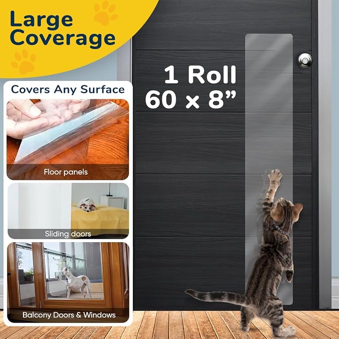 PROTECTO Door Protector from Dog Scratching w/Utility Knife - 1-Pack 60x8 | Door Scratch Protector for Dogs & Cats - Clear Dog Scratch Door Protector for Doors & Frames - No-Residue Door Guard - Image 6