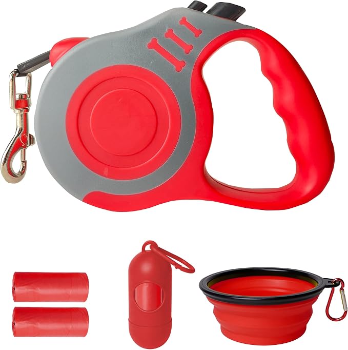 Retractable Dog Leash Automatic Telescopic Tractor Dog Tape | Pet Tape 10/16 FT Durable and Convenient, with Folding Bowl, Dispenser, Rubbish Bags, Suitable for Small and Medium Dogs by LIEVUIKEN