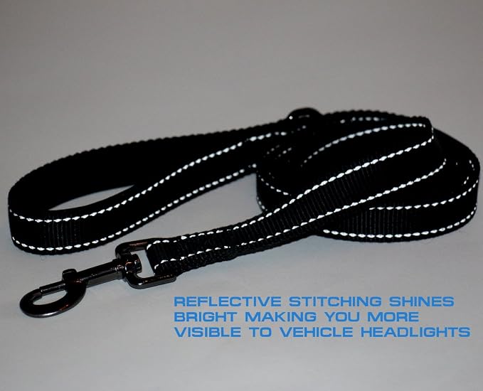 Max and Neo Double Handle Traffic Dog Leash - Reflective, Donates to Dog Rescue (Black, 6 FT) - Image 7