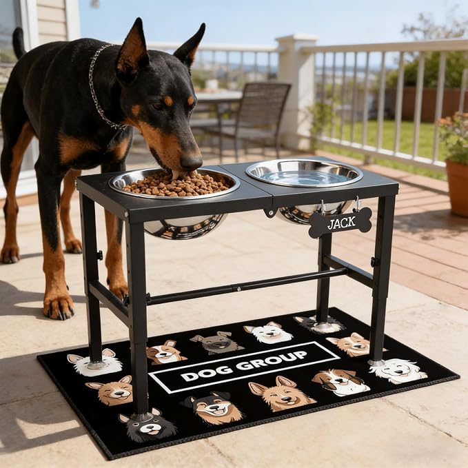 SHAINFUN Elevated Dog Bowls with Mat for Large & Extra Large Dogs, Raised Dog Bowl Stand with Two 101oz Stainless Steel Bowls, Tall Dogs Food Water Bowl Holder - Image 7