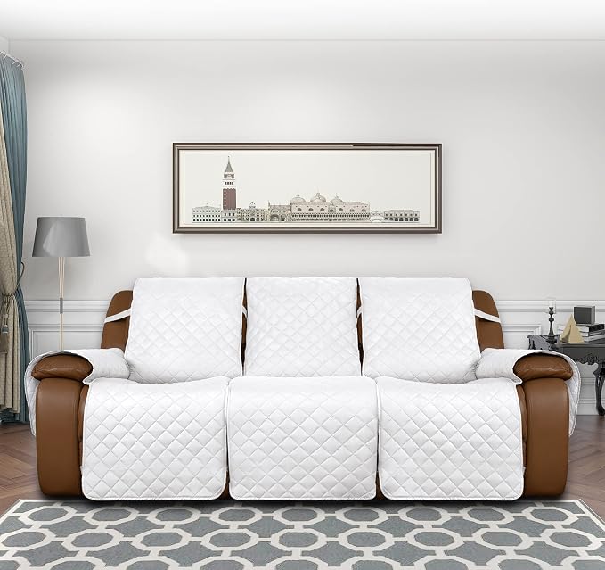 Easy-Going Reversible Couch Cover for 3 Seat Recliner Sofa, White/White | Washable Sofa Slipcover For Dogs, Sofa Cover For Recliner, Furniture Protector Mat, Pet Friendly - Image 2