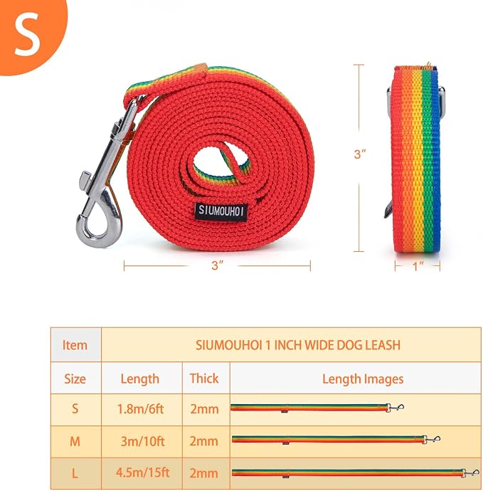 Strong Durable 6 ft Nylon Dog Training Leash, 1 Inch Wide Traction Rope, for Small and Medium Dog (Rainbow, 6 Feet) - Image 5