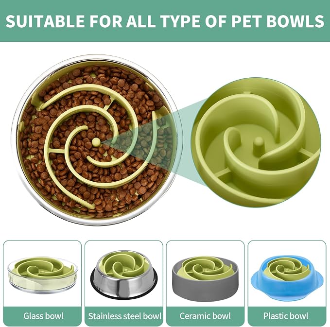 Slow Feeder Dog Bowls Insert, Animire Soft Silicone Slow Eating Dog Food Bowl for Small, Medium and Large Dogs, Compatible with Regular and Elevated Bowls - Image 3
