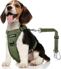 VavoPaw Dog Seat Belt Vest Harness for Car, 2 in 1 Seatbelt Buckle | Breathable Mesh, Adjustable Buckle, Reflective Straps, Heavy Duty Pet Safety Seat Belts for Small Medium Large, Army Green, M by VavoPaw