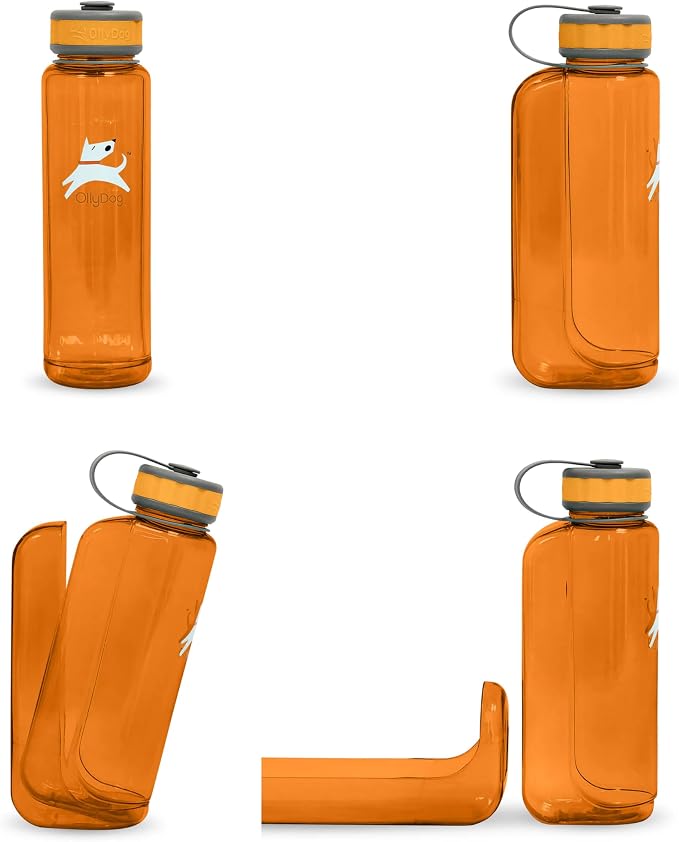 OllyDog OllyBottle | Tritan Dog Water Bottle with Detachable Bowl | BPA Free Leakproof Pet Dispenser | Hiking Travel (1L, Flame) - Image 6
