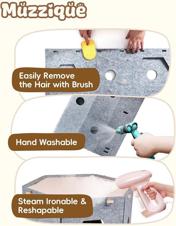 Thickened Felt Cat House, with Hair Brush, Large Cat Castle, Cat Tunnel Bed | Indoor Cats DIY Connectable Expandable Modular Pet Condo, Kitten Hideaway Play Cave, Enclosed Sturdy Multi Rabbit/Puppy Cube - Image 9