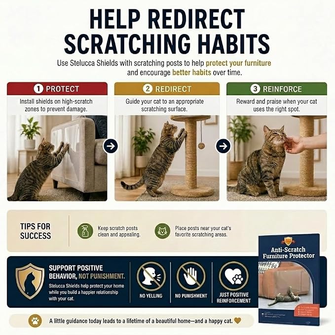 Cat Scratch Furniture Protector - 18 Pack XL | 17" x 12" Sheets, Sofa Guard, Claw-Deterrent Pet Coverage, Self-Adhesive with 50 Twist Pins, Cuttable to Fit - Image 7